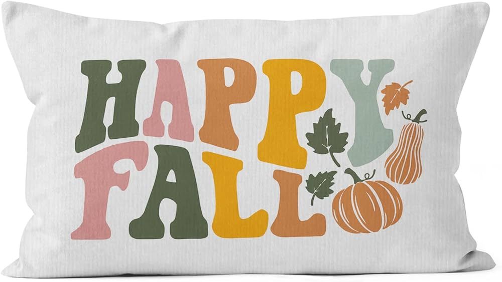 HIWX Happy Fall Decorative Pillowcase Throw Pillow Cover, Farmhouse Autumn Pumpkin Halloween for ... | Amazon (US)