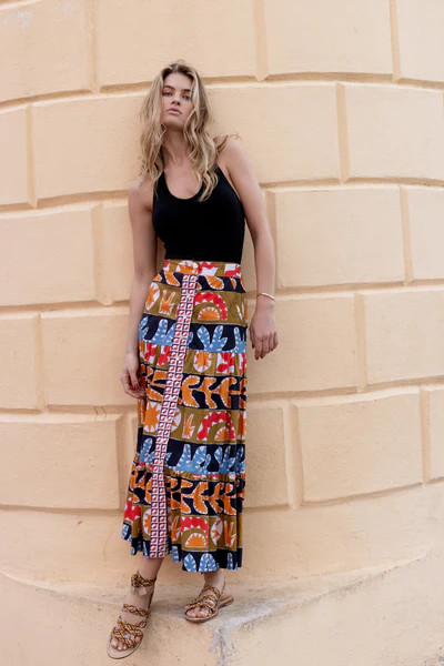 Button Front Skirt- Canyon Red | Oliphant Design