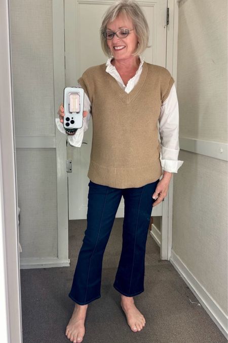 
I adore this outfit from loft! The Jeanne’s have a stitched pleat down the front, which is very swimming, and I love the ruffle detail on the sweater vest with attached shirt. Everything is true to size. 

#loft #loftfashion #fashion #fall fashion #fashionover50 #fashionover60 #sweatervest

#LTKSeasonal #LTKfindsunder100 #LTKstyletip