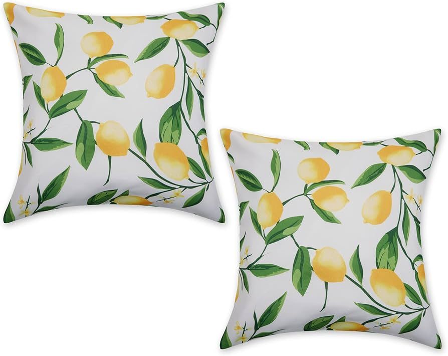 DII Throw Pillow Cover Collection Outdoor Water Repellent Polyester, Reversible, 18x18, Lemon Bli... | Amazon (US)