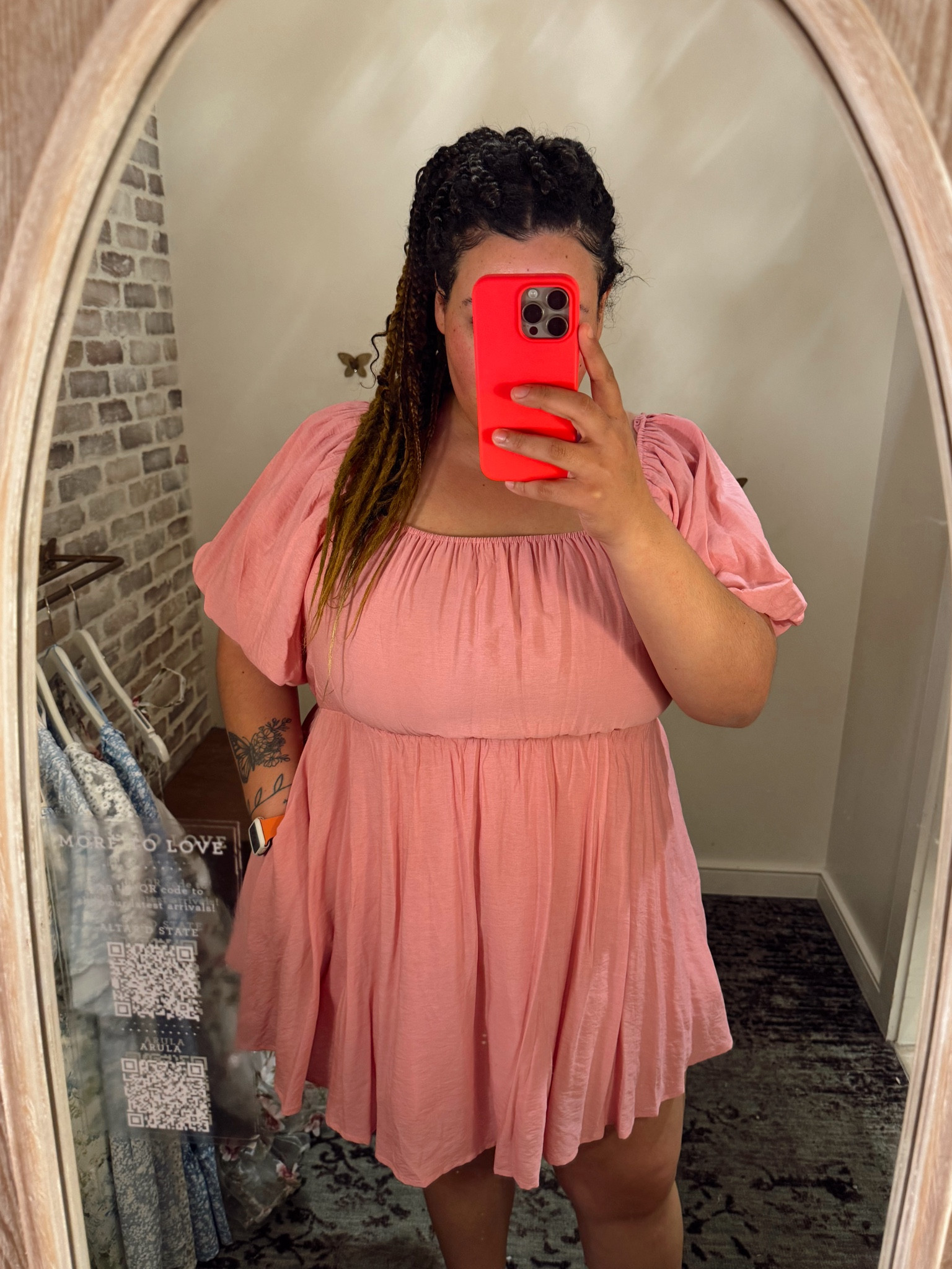 Arula Pink Florence Dress ✨ Puffy sleeves, such a cute length. I’m 5’10 and typically a 2x, wearing size B! 

#LTKplussize #LTKstyletip #LTKSeasonal