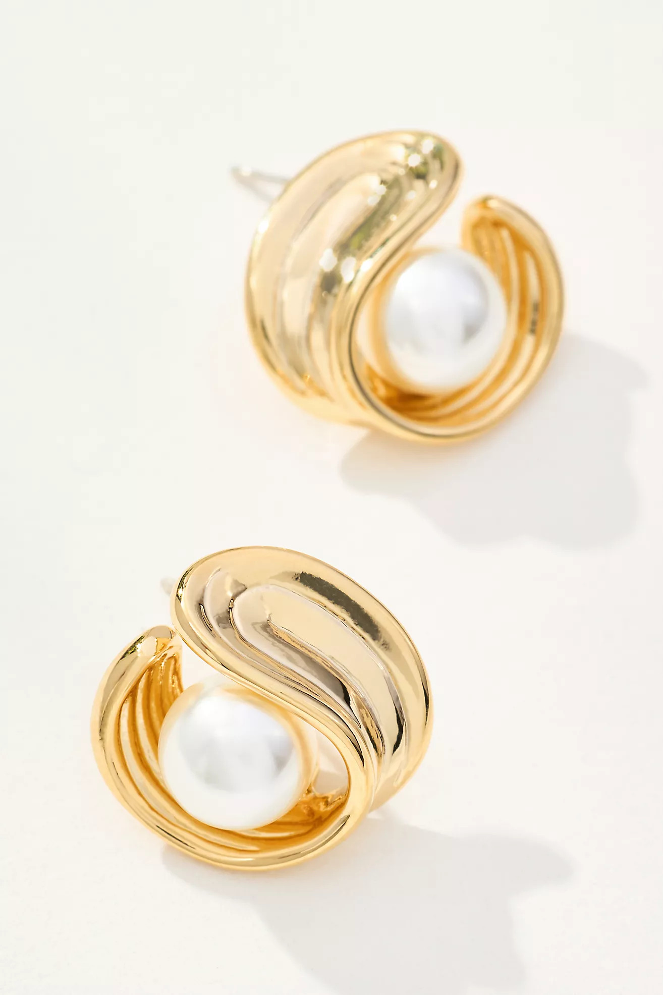 Sculpted Pearl Post Earrings | Anthropologie (US)