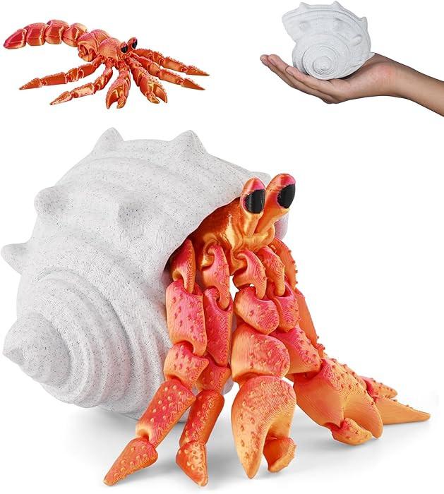 GemmiCho 3D Printed Animals, 7.8" 3D Printed Hermit Crab with Shell, 3D Printed Toy for Stress Re... | Amazon (US)