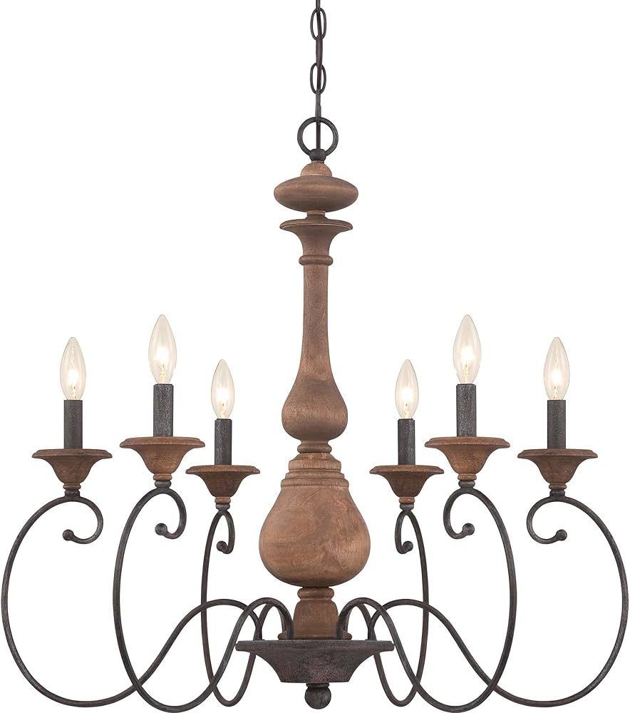 Quoizel Naturals ABN5006RK Auburn European Wood Candle Chandelier, 6-Light 360 Total Watts, 28" H... | Amazon (US)