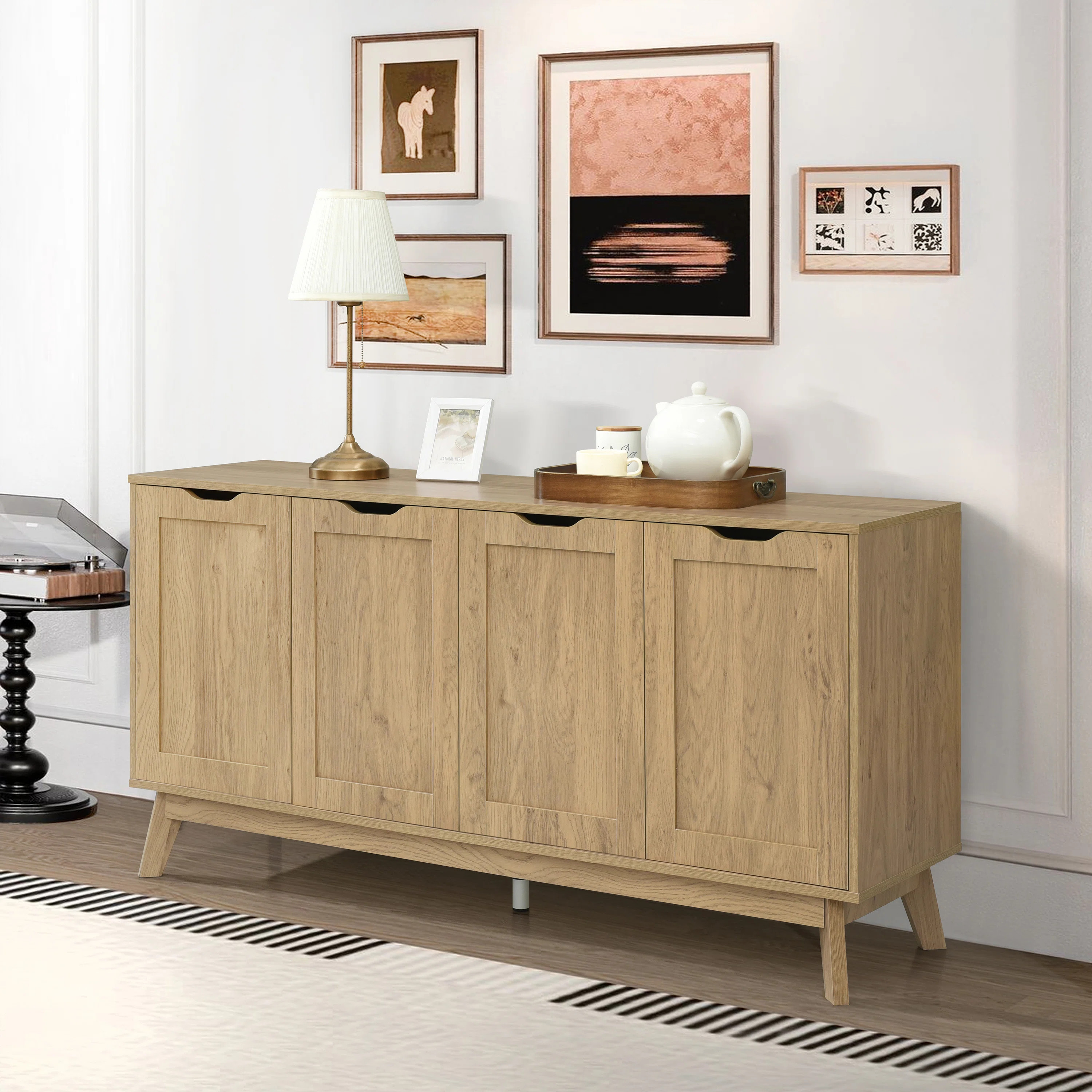 Nordica Large Buffet Sideboard Cabinet with Storages, 60" Modern Buffet Table Coffee Bar Wine Bar... | Wayfair North America