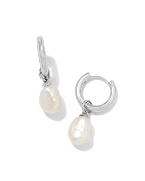 Willa Silver Pearl Huggie Earrings in Freshwater Cultured Pearl | Kendra Scott
