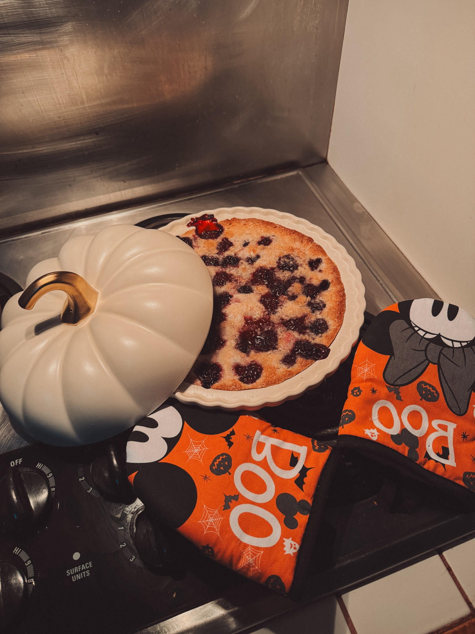 Cozy fall baking. Blackberry cobbler in the cutest ceramic pumpkin baking dish.


#LTKHome