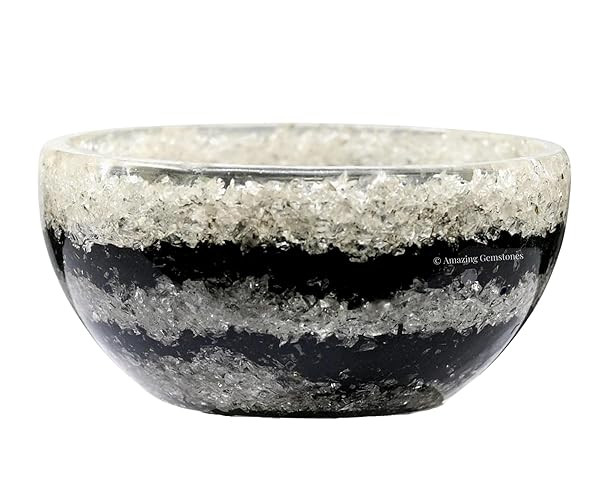 Black Tourmaline & Clear Quartz Orgonite Orgone Crystal Gemstone Bowl - 3" Orgonite Black Tourmal... | Amazon (US)