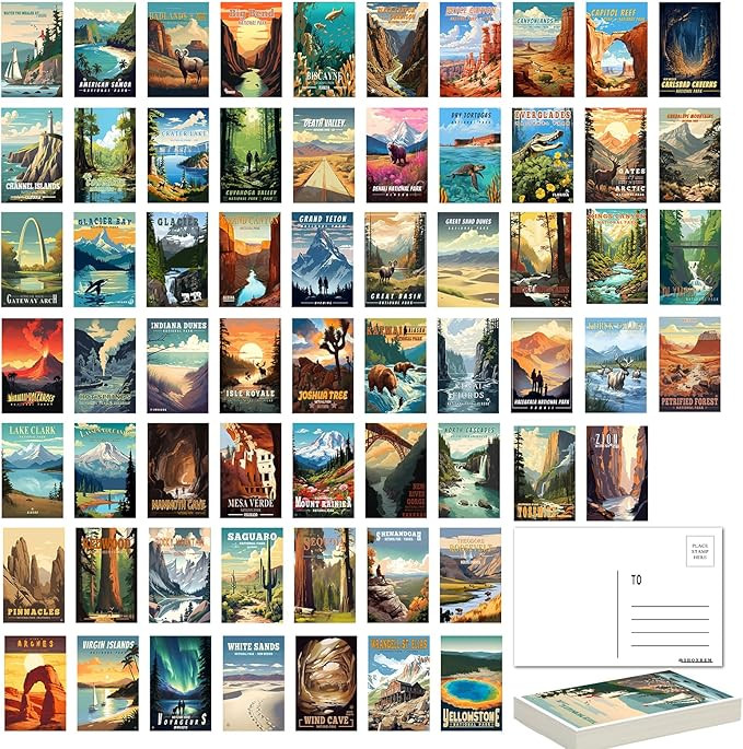 SHOXREM National Parks Theme Postcard Set: Retro Travel Posters Wall Decoration - 63 Abstract U.S... | Amazon (US)