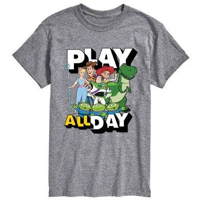 Men's Toy Story Play All Day Short Sleeve Graphic T-Shirt - Athletic Heather - Medium | Target