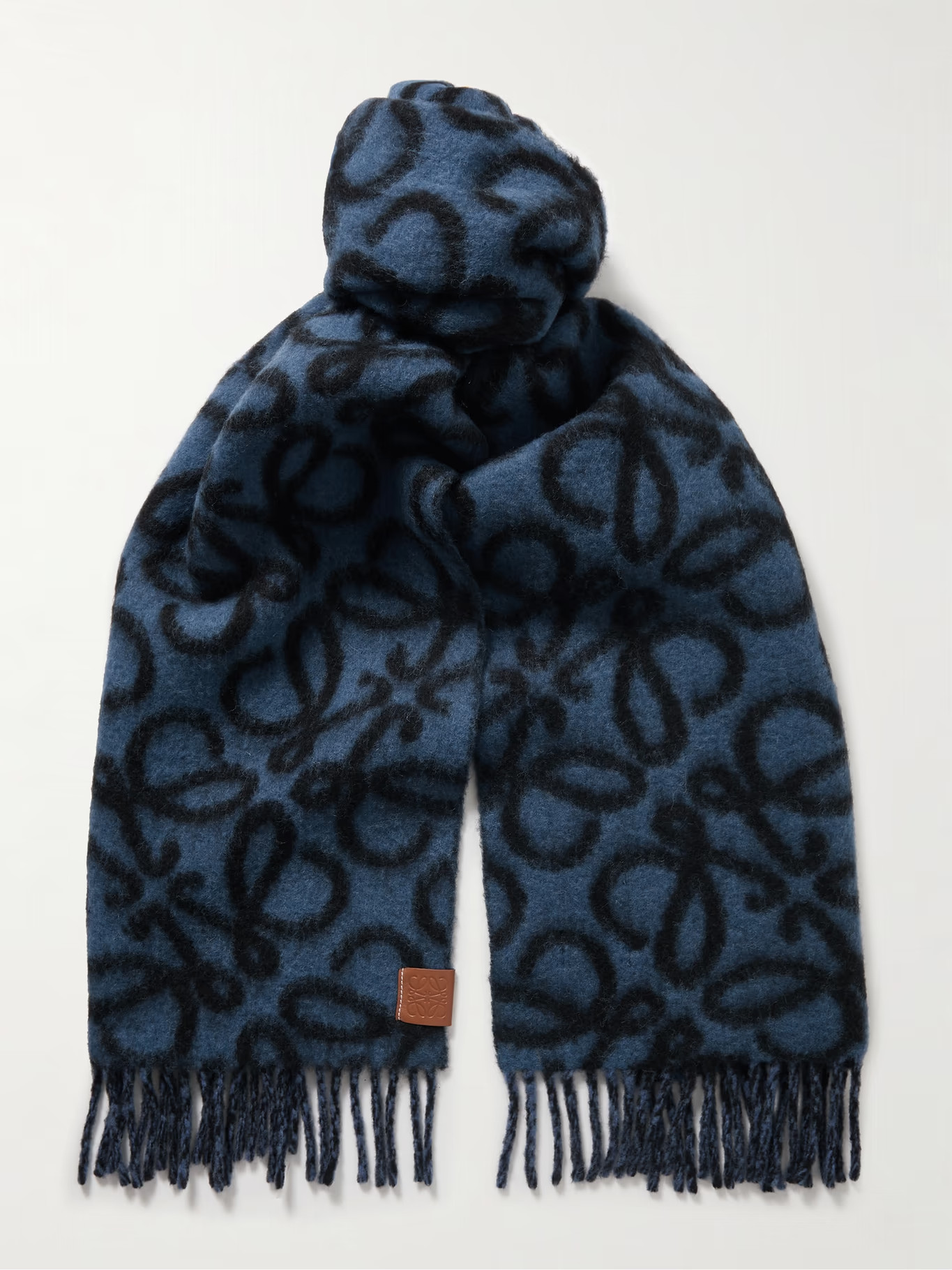 Anagram Logo-Appliquéd Fringed Logo-Print Knitted Scarf | Mr Porter (US & CA)