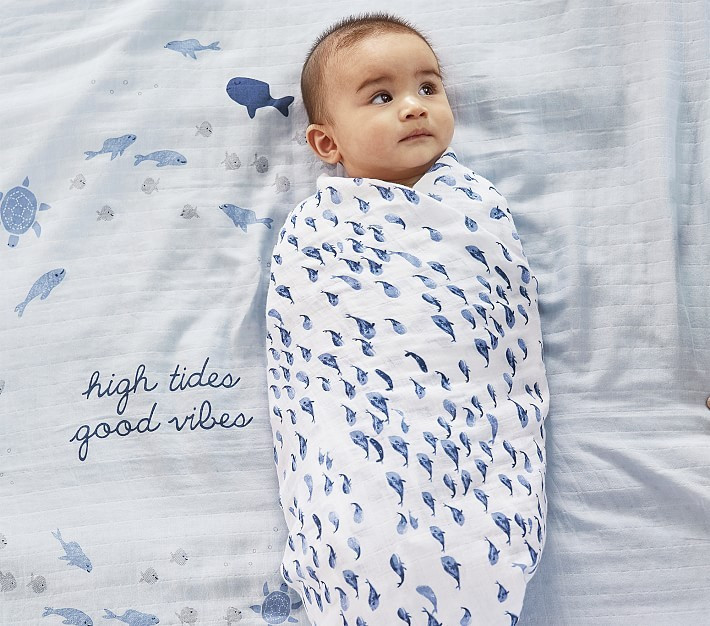 Jack Nautical Organic Muslin Swaddle Set | Pottery Barn Kids