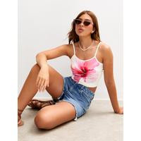 New Look 915 Girls White Hibiscus Print Cropped Vest Top | Very (UK)