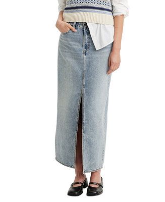 Levi's Women's Cotton Denim Front-Slit Ankle Column Skirt - Macy's | Macy's