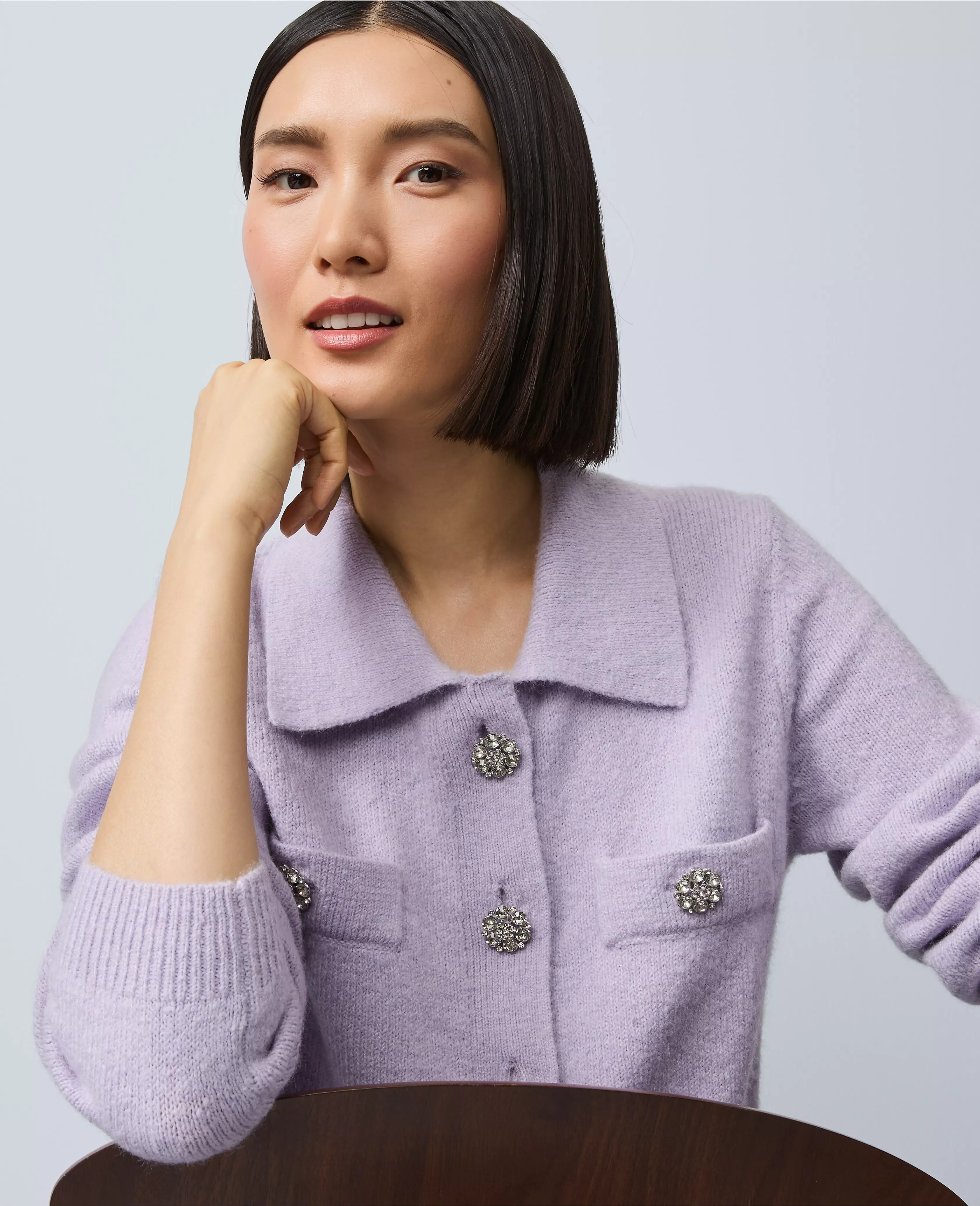 Embellished Collared Cardigan | Ann Taylor
