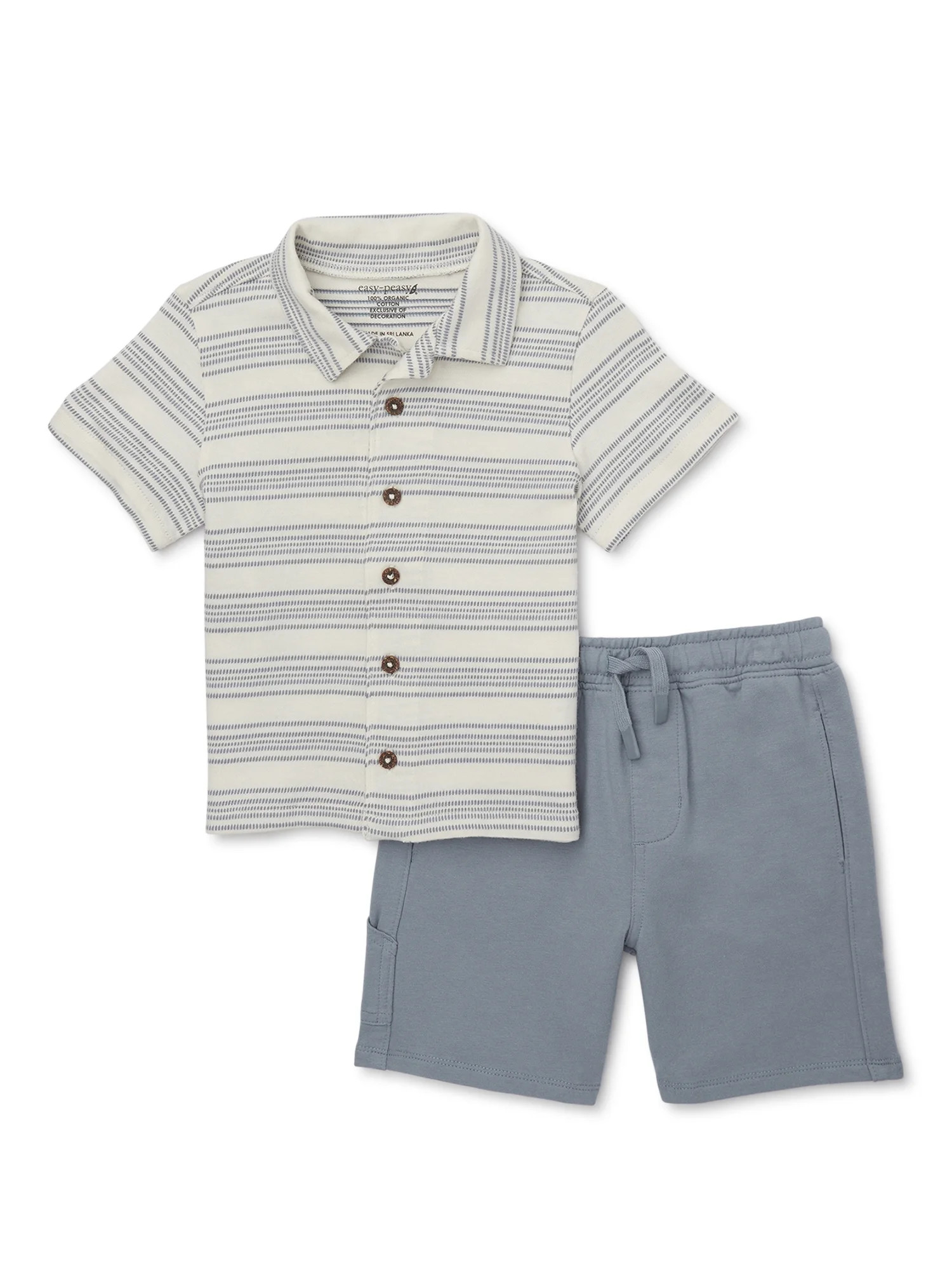 easy-peasy Toddler Boy Button Up Shirt and Short Outfit Set, 2-Piece, Sizes 18M-5T | Walmart (US)
