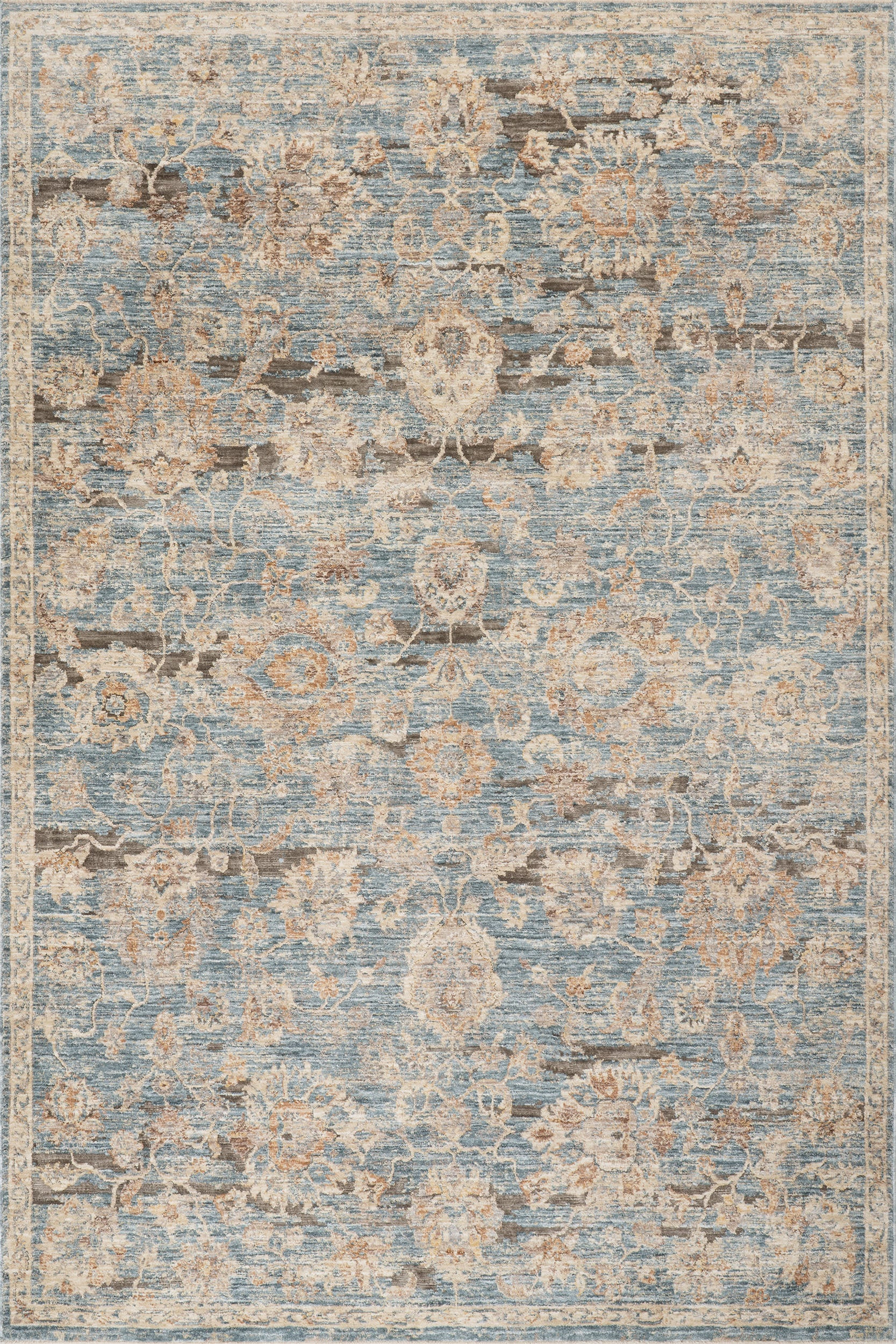 Blue Halima Traditional Vintage Floral 9' x 11' 10" rug | Rugs USA