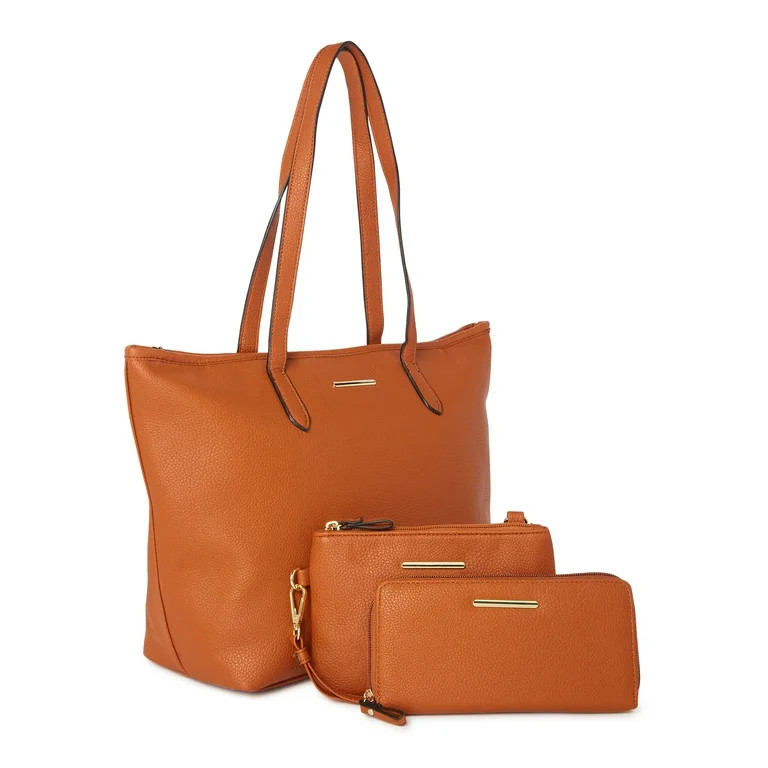 Time and Tru Women's 3-Piece Handbag Set Cognac | Walmart (US)