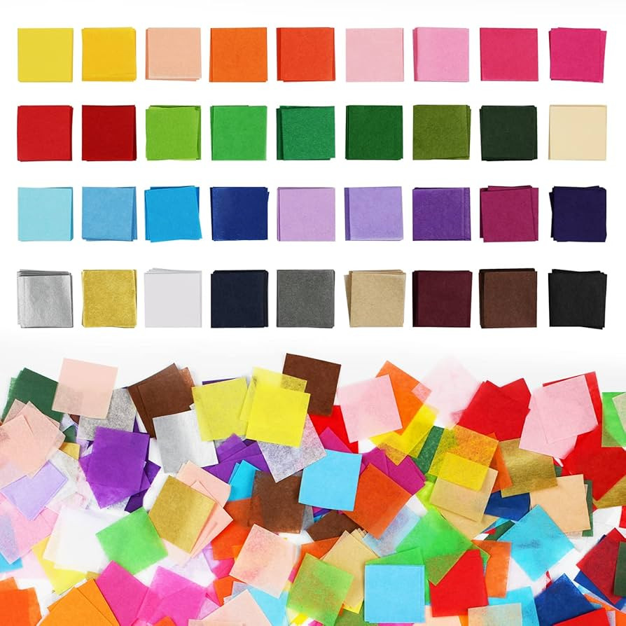 Simetufy 5400 Pcs 1 Inch Tissue Paper Squares, 36 Assorted Colors for Crafts, Art Rainbow Bulk fo... | Amazon (US)