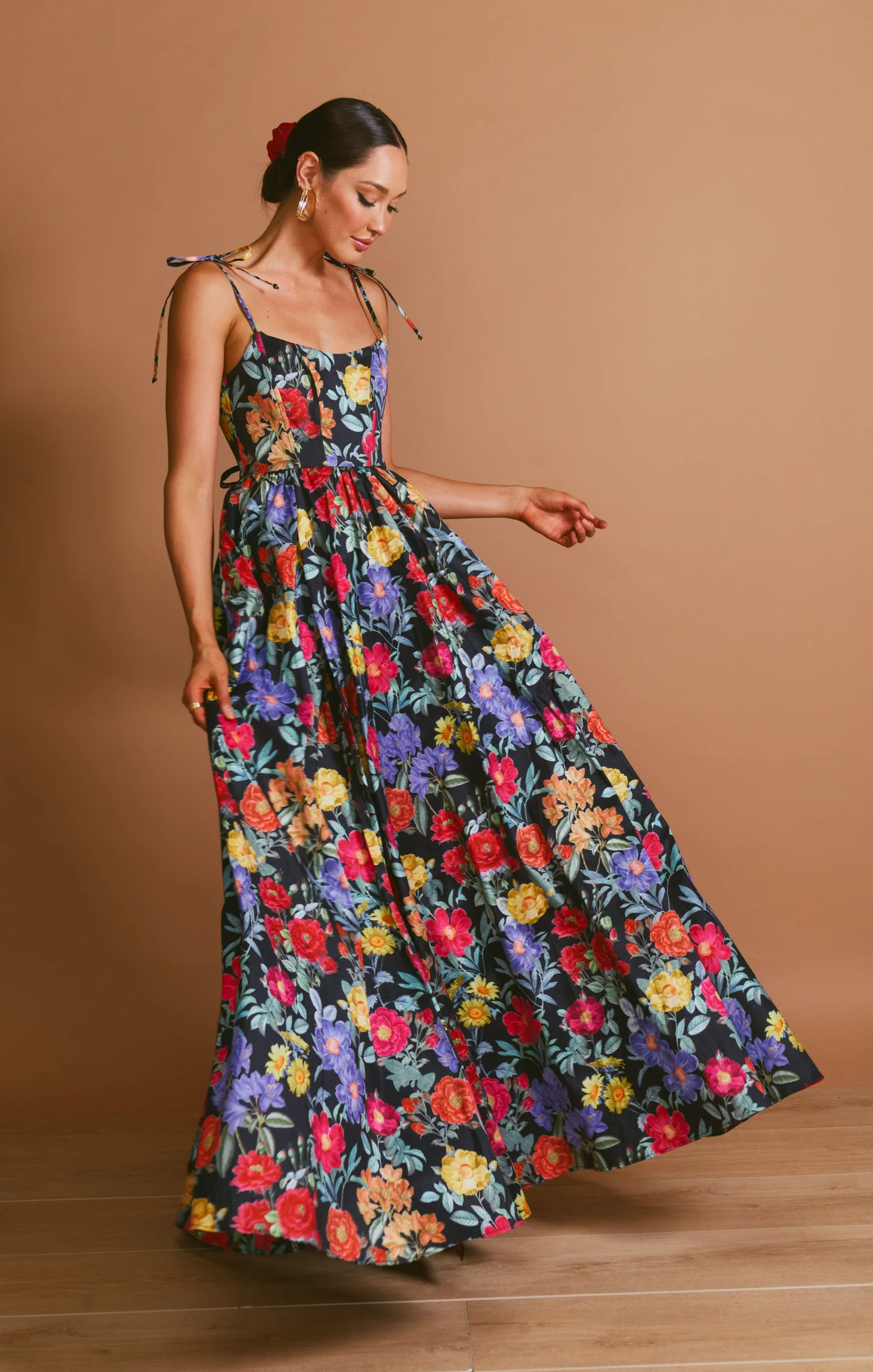 Juliet Maxi Dress ~ Charm Peony Black Taffeta | Show Me Your Mumu