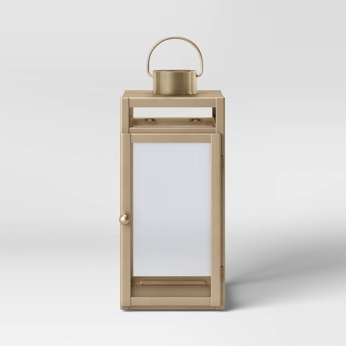 16" x 7" Metal Lantern Candle Holder Matte Gold - Threshold™ | Target