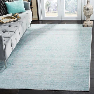 SAFAVIEH Valencia Shahide Distressed Vintage Boho Oriental Polyester Rug - 8' x 10' - Blue/Multi | Bed Bath & Beyond