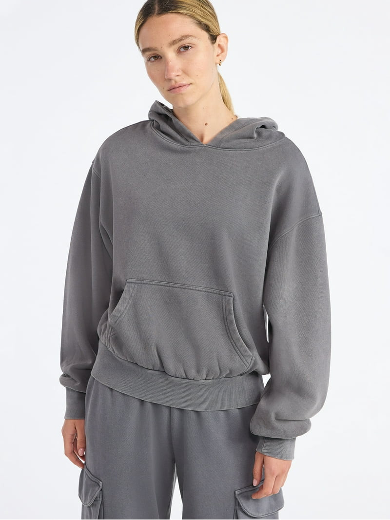 Scoop Women’s Mineral Washed Oversized Cropped Hoodie, Sizes XS-XXL | Walmart (US)