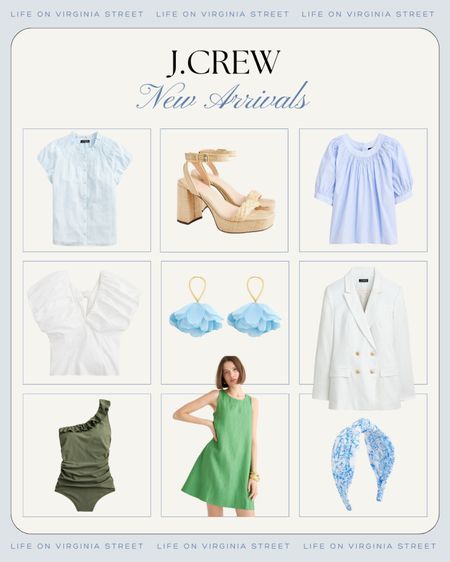 The cutest new J Crew arrivals include raffia heels, ruffle top, shift dress, knitted headband, white linen blazer, puff sleeve top, ruffle swimsuit, fan earrings, and more!
.
#ltkfindsunder50 #ltkfindsunder100 #ltkstyletip #ltkshoecrush #ltkover40 #ltkmidsize #ltkseasonal

#LTKfindsunder100 #LTKover40 #LTKSeasonal