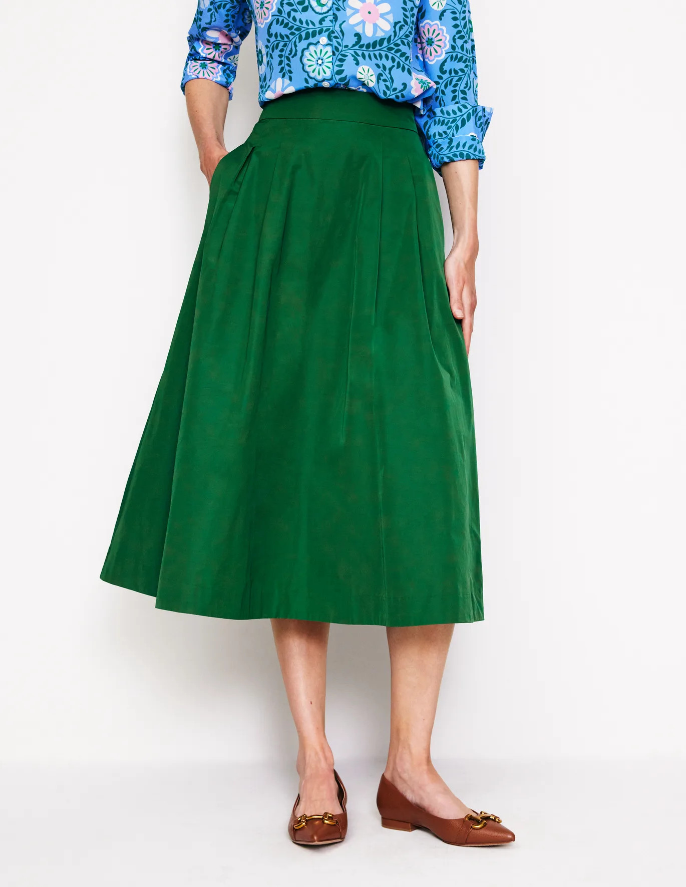 Isabella Taffeta Midi Skirt | Boden (US)