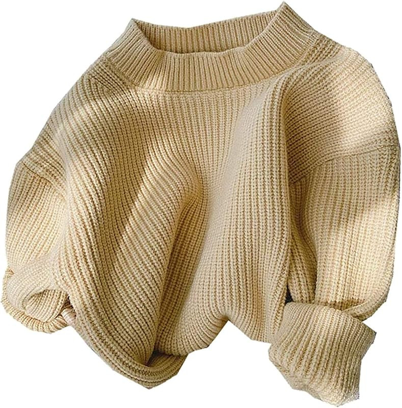 Baby Girl Cardigan Knit Sweater, Chunky Crewneck Long Sleeve Sweaters for Infant Toddler | Amazon (US)