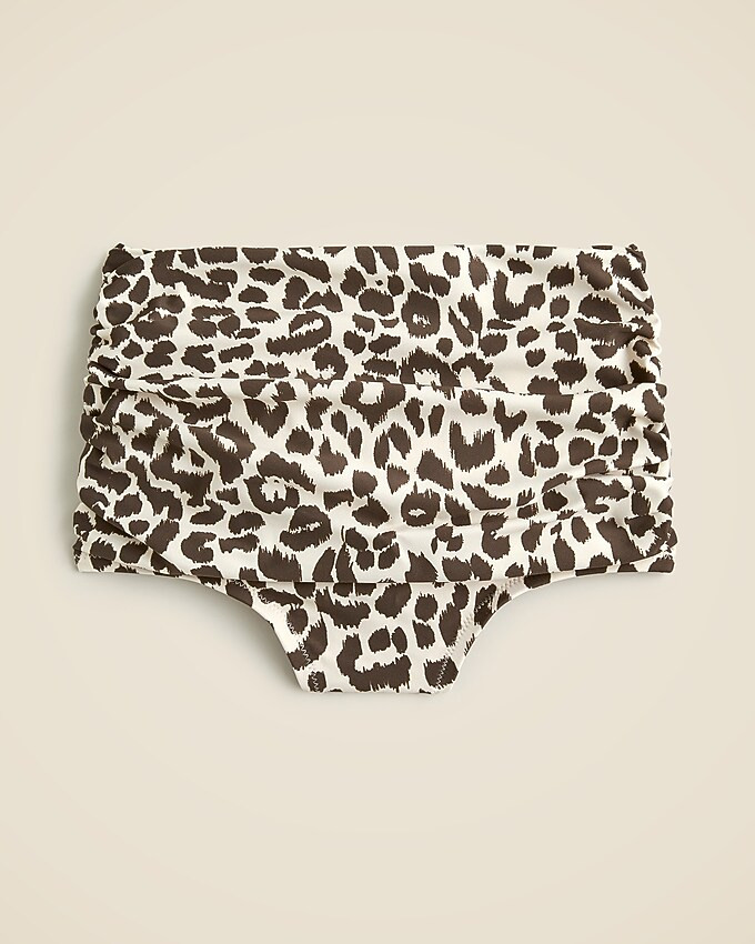 Ruched high-rise full-coverage bikini bottom in leopard | J. Crew US
