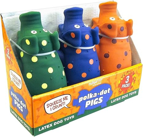 Multipet Polka-Dot Pigs Latex Dog Toys (3 Pack) | Amazon (US)