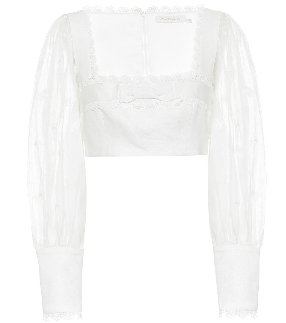 Super Eight Flutter linen crop top | Mytheresa (US/CA)