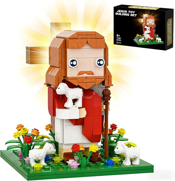 Jesus Building Set with Light - Jesus, Light-Up Cross, Sheep, Flower Clusters - Inspirational Chr... | Amazon (US)
