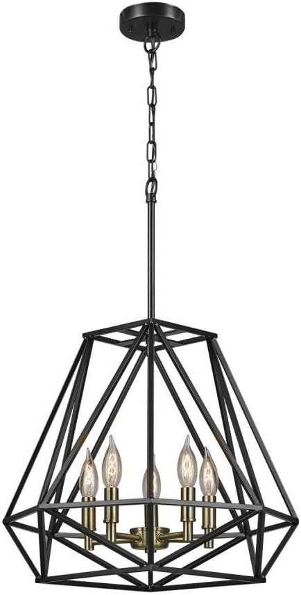 Globe Electric 65435 Sansa Chandeliers, 0, Matte Black, Gold Accent Socket, Bulb Not Included | Amazon (US)
