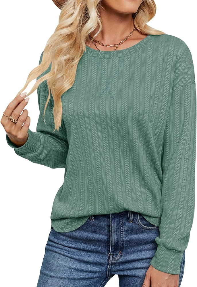 TFSDOD Womens Long Sleeve Tunic Tops Dressy Casual Crew Neck Pullover Sweaters Oversized Sweatshi... | Amazon (US)