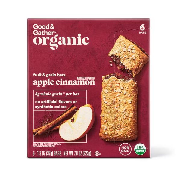 Organic Whole Grain Apple Cinnamon Fruit & Grain Bars - 6ct - Good & Gather™ | Target