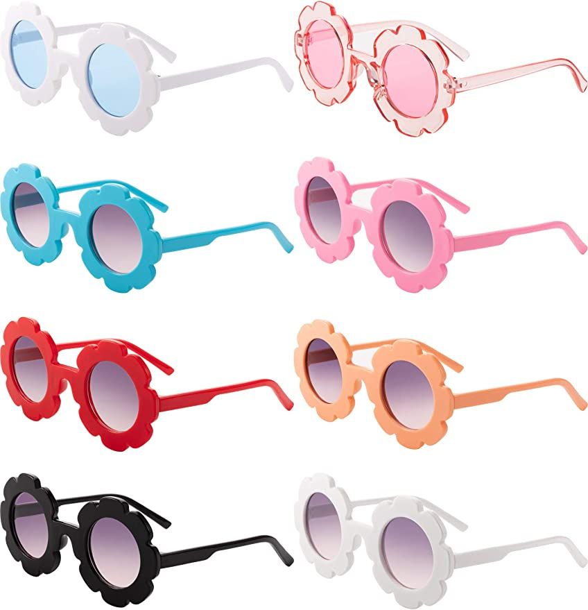 8 Pieces Kids Sunglasses Cute Round Sunglasses Flower Shaped Sunglasses for Boys Girls Party Acce... | Amazon (US)