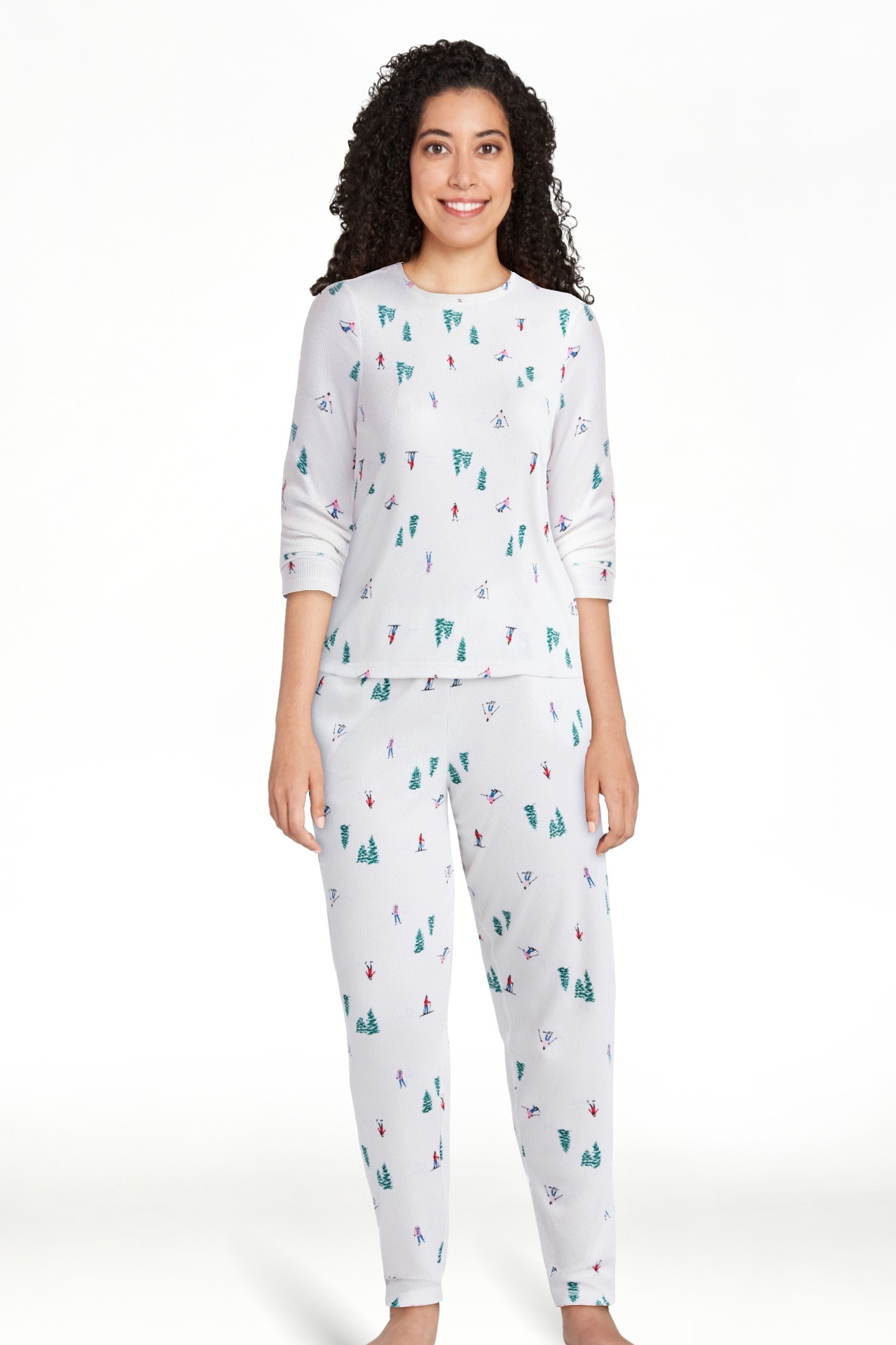 Joyspun Conjunto de Pijama de Jogging y Top de Manga Larga de Punto Waffle para Mujer, 2 Piezas, ... | Walmart (US)