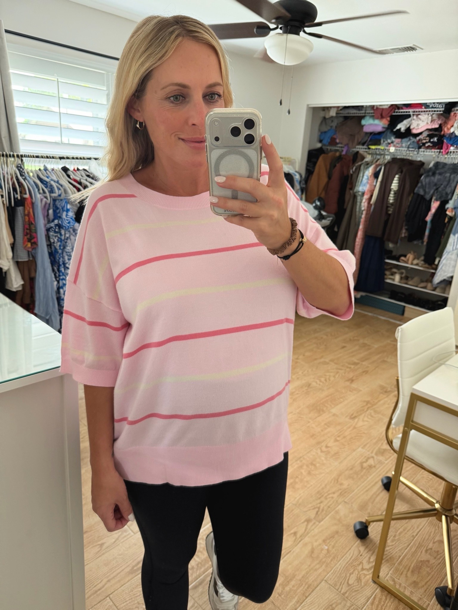 Striped short sleeve sweater. Wearing XL at 26 weeks pregnant

#LTKootd #LTKBump #LTKSeasonal