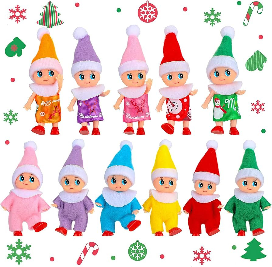 Sumind 11 Pieces Christmas Tiny Doll Plush Toys Baby Plush Dolls Novelty Toys Accessories for Lit... | Amazon (US)