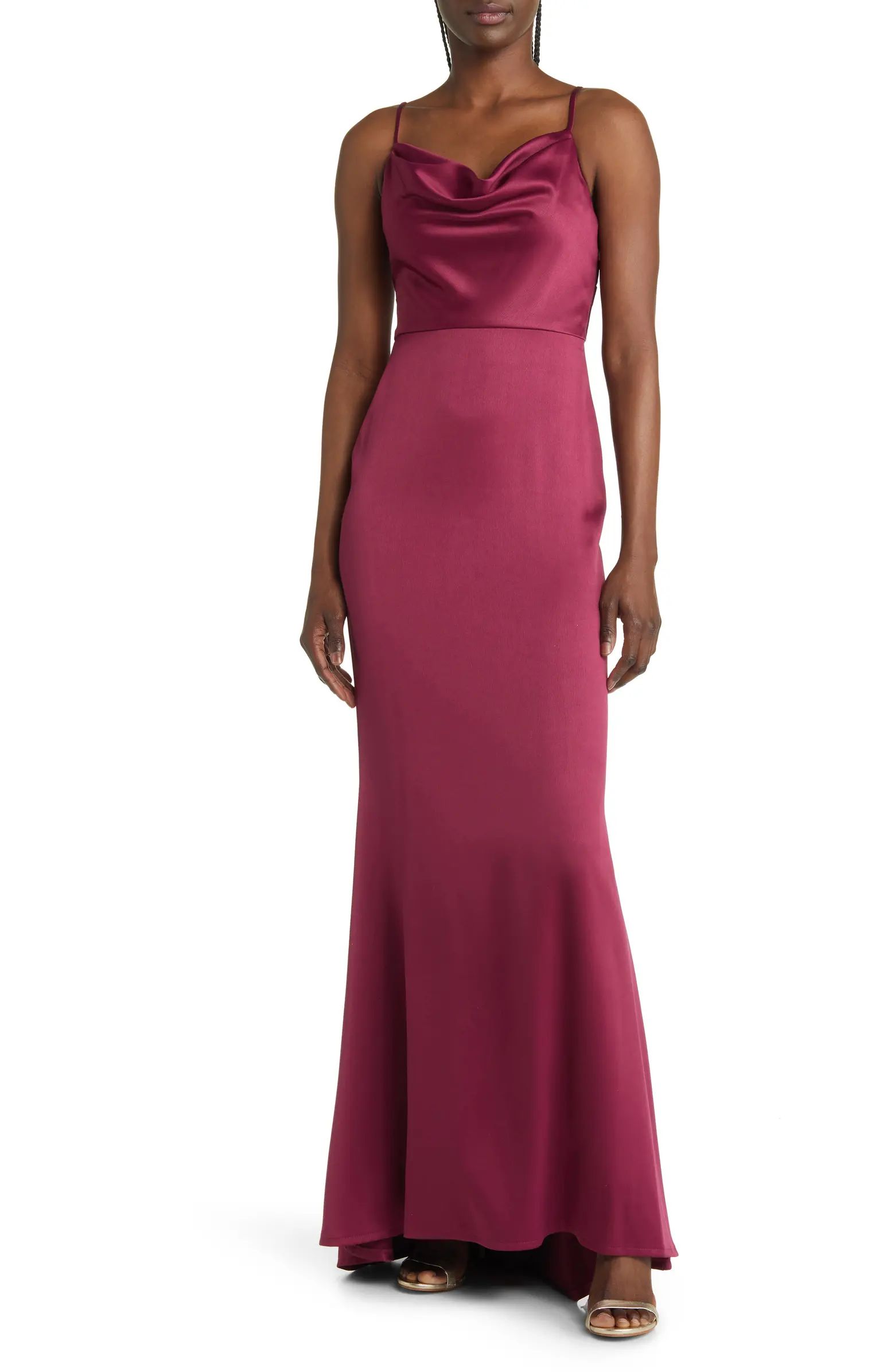Cowl Neck Satin Gown | Nordstrom