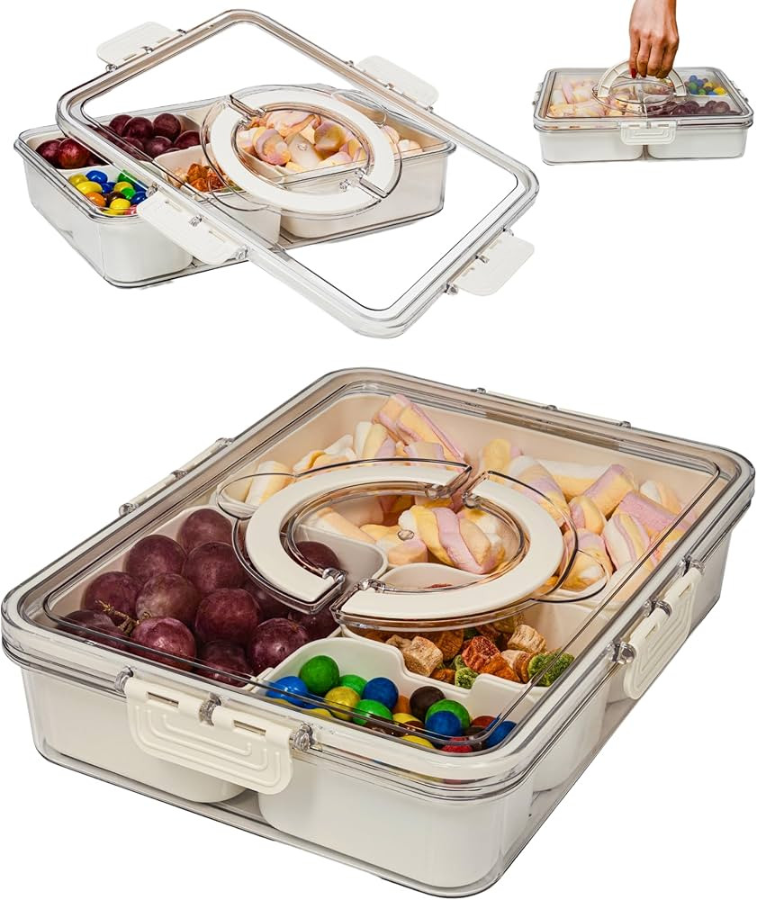 Small Snackle Box Container - Travel Snack Box Container - Snacklebox - Divided Serving Tray With... | Amazon (US)