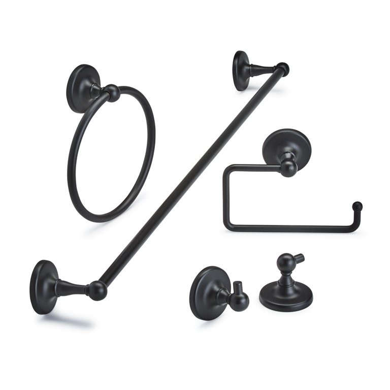Better Homes & Gardens 5-piece Bath Accessories Kit in Matte Black | Walmart (US)