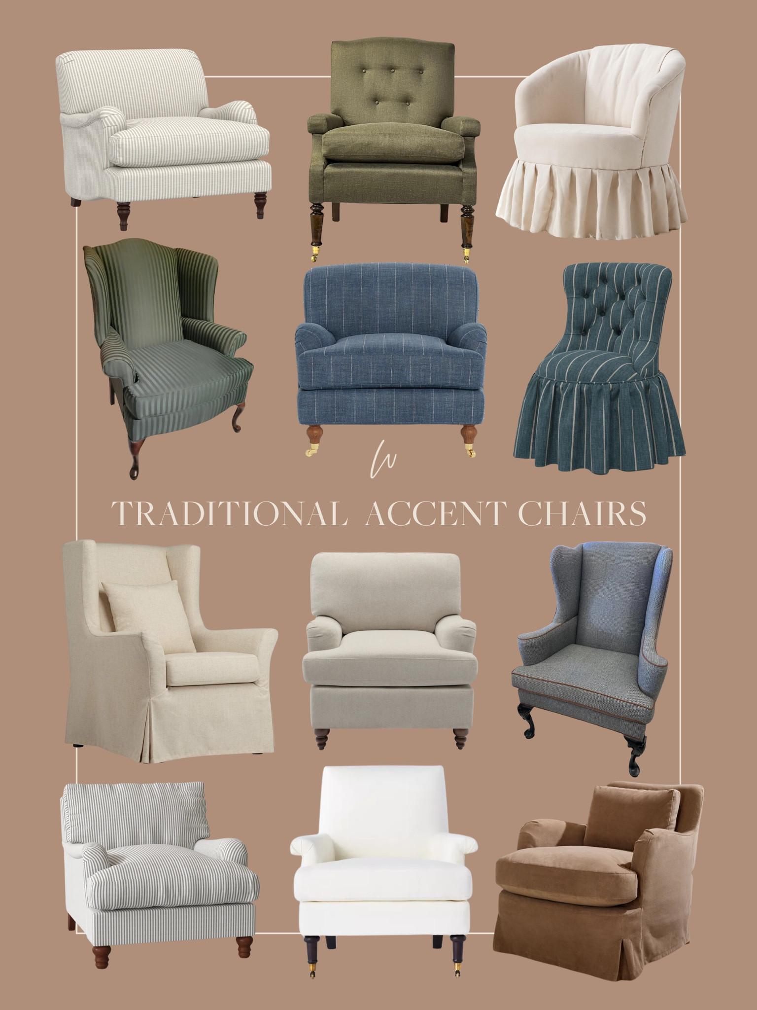 I love a good accent chair, and many of you have noticed that I love adding traditional style chairs, both vintage and vintage inspired, to our home! I’ve rounded up some of my current favorites. They range in price points and styles, and are all so beautiful! 

#LTKHome #LTKStyleTip
