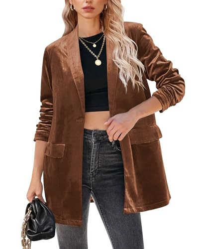 GRAPENT Women Suit Womens Casual Blazer Jackets for Women Fashion Plus Size Blazer Womens Jackets Trendy Brown X-Large Size 16 Size 18 | Amazon (US)