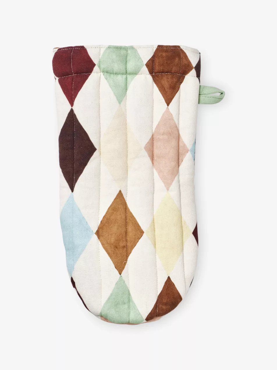 Harlequin-Pattern Single Cotton Oven Glove | Selfridges