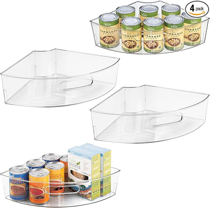 iDesign Clear Plastic 1/4 Wedge Bin for Corner Lazy Susan Cabinet, Kitchen Cabinet Organizer, 4-P... | Amazon (US)