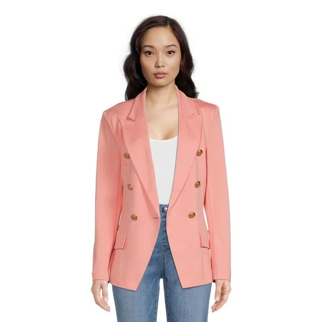 Attitude Unknown Women's and Women's Plus Double Breasted Blazer with Metallic Buttons | Walmart (US)