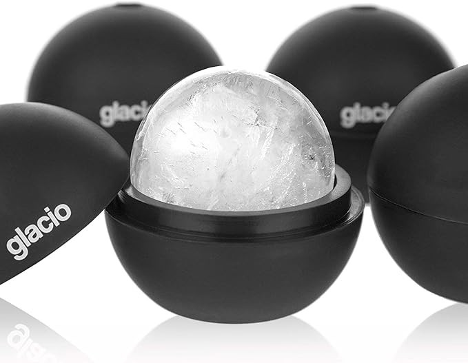 glacio Round Ice Cube Molds - Whiskey Ice Sphere Maker - Makes 2.5 Inch Ice Balls - 4 Pack | Amazon (US)